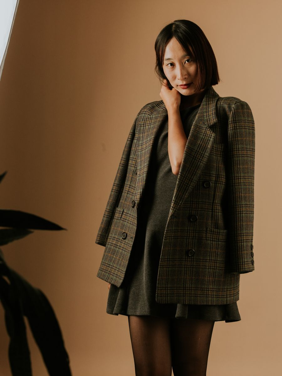Ekose Desenli Blazer Ceket
